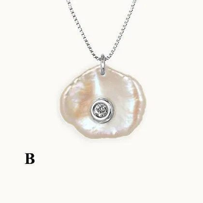 Clams. Mother of Diamond Silver Pendant