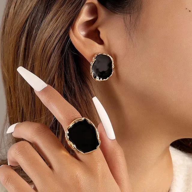 Classic Black Oil Drip luxury Jewelry Set