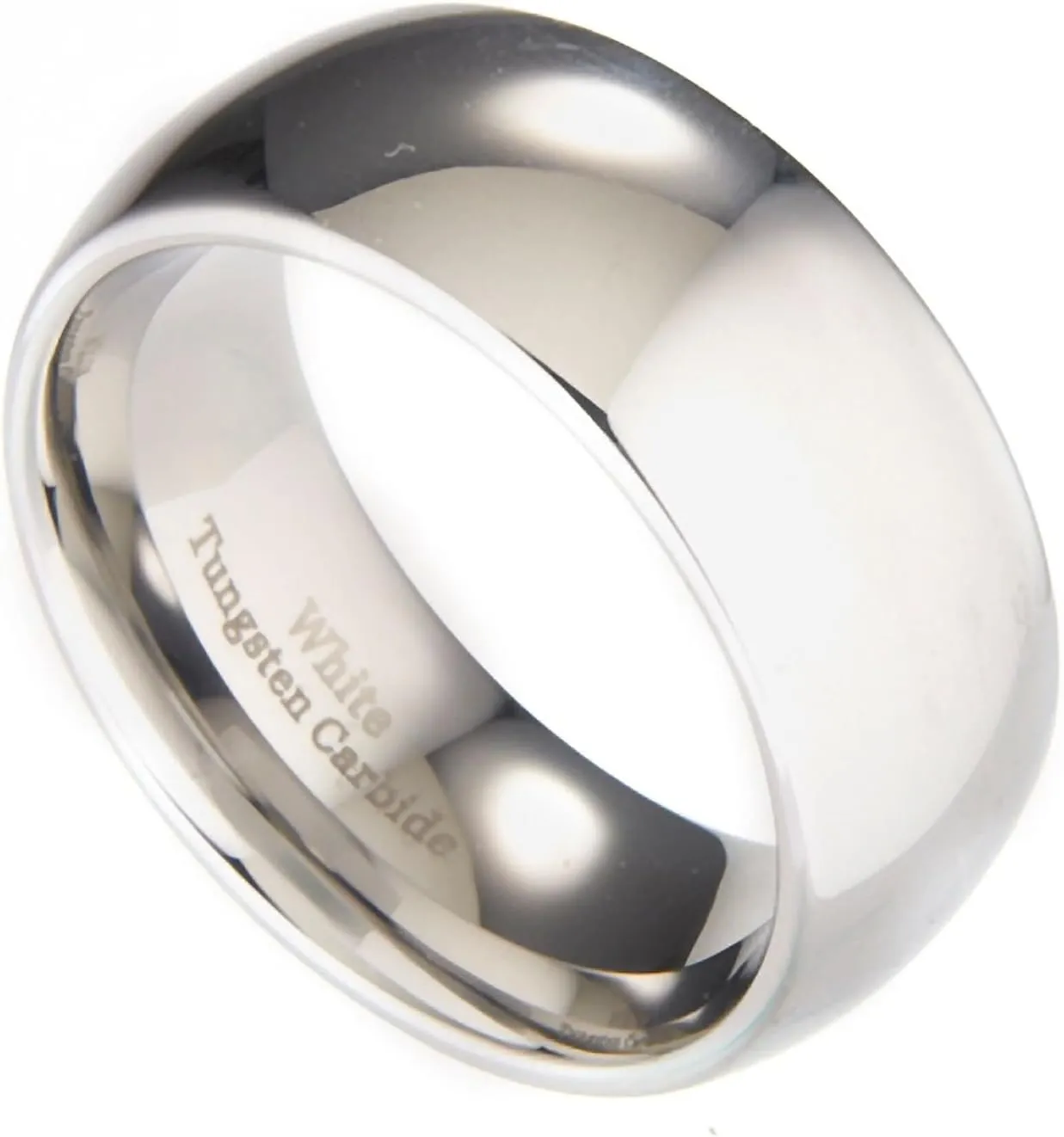 Classic Mirror Polished White Tungsten Carbide 2mm to 10mm COMFORT FIT Wedding Band Ring