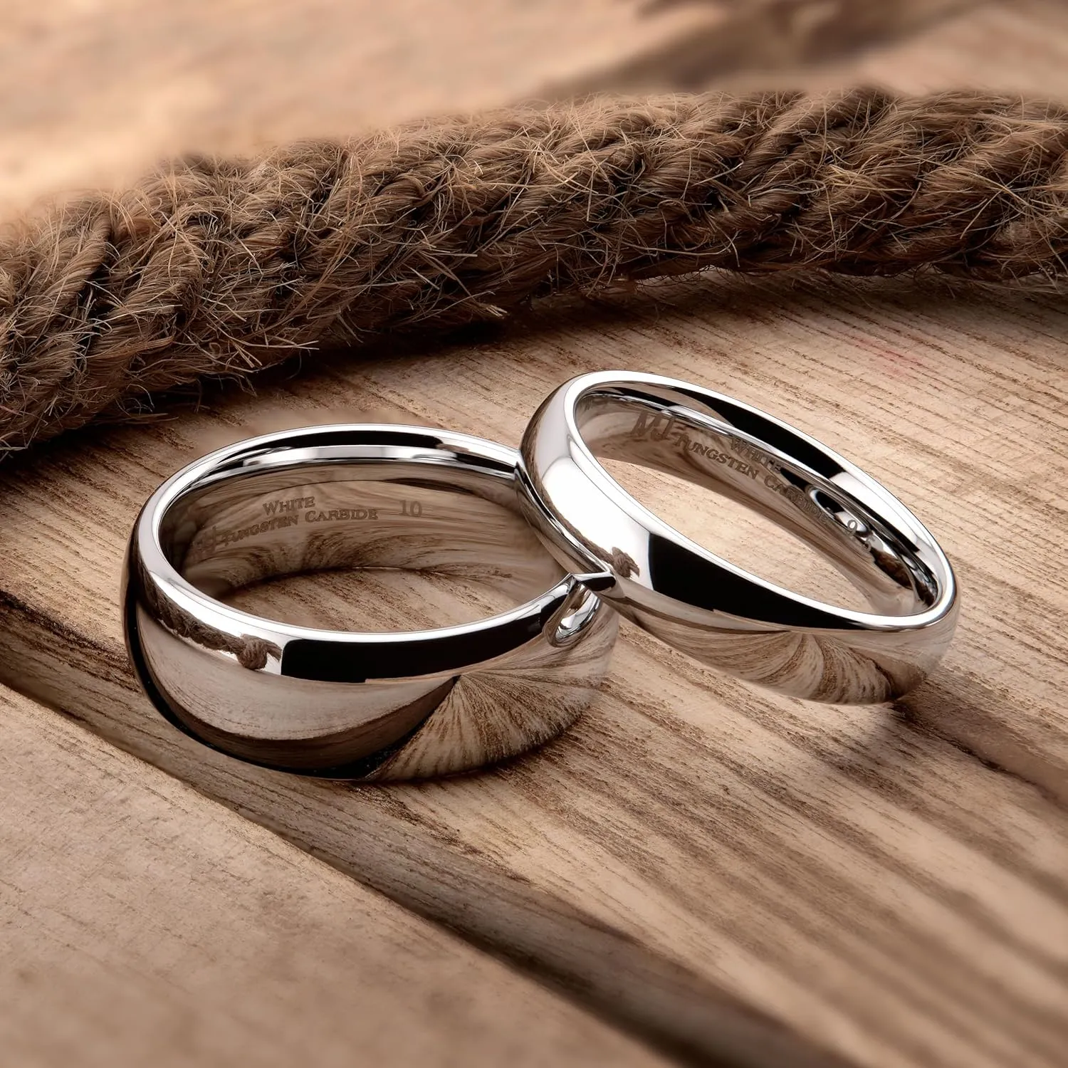 Classic Mirror Polished White Tungsten Carbide 2mm to 10mm COMFORT FIT Wedding Band Ring