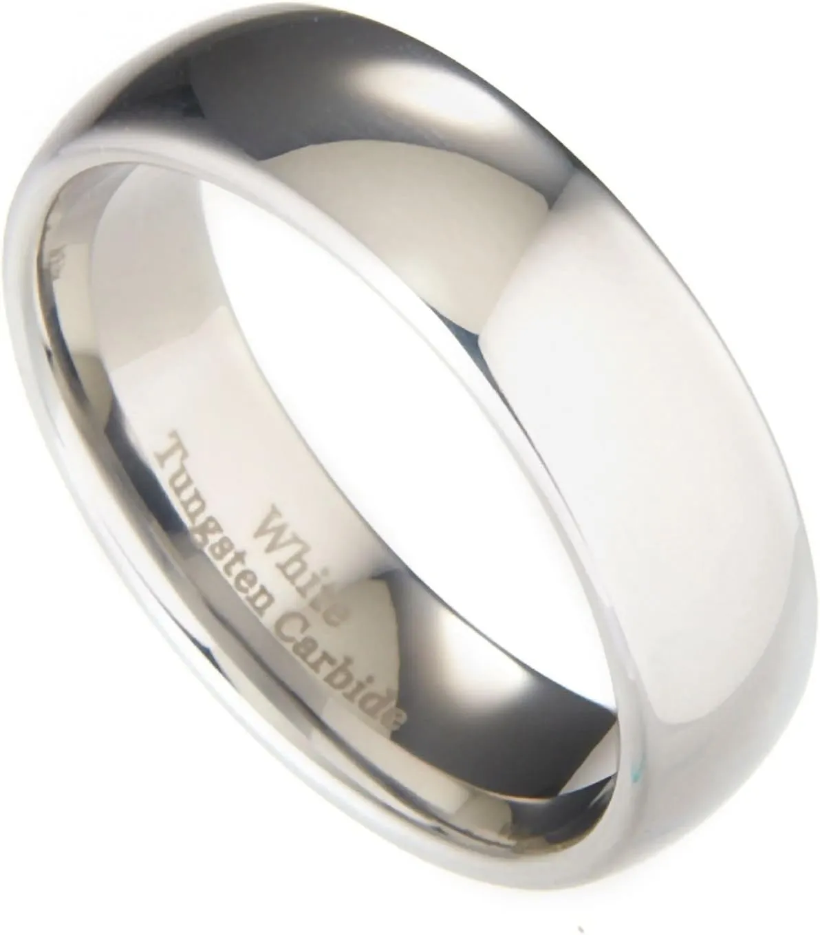 Classic Mirror Polished White Tungsten Carbide 2mm to 10mm COMFORT FIT Wedding Band Ring