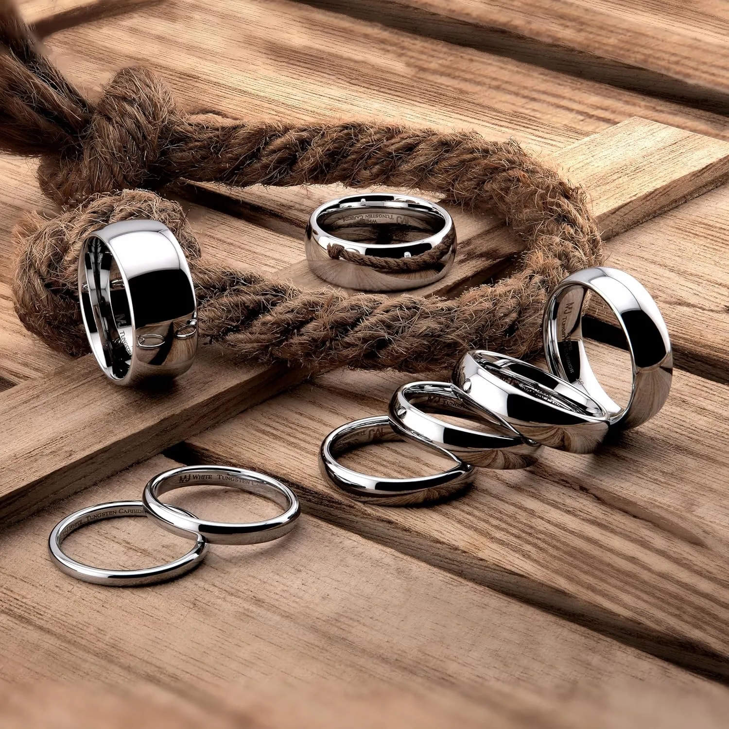 Classic Mirror Polished White Tungsten Carbide 2mm to 10mm COMFORT FIT Wedding Band Ring