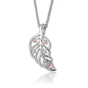Clogau Debutante Sterling Silver Rose Gold Feather Necklace