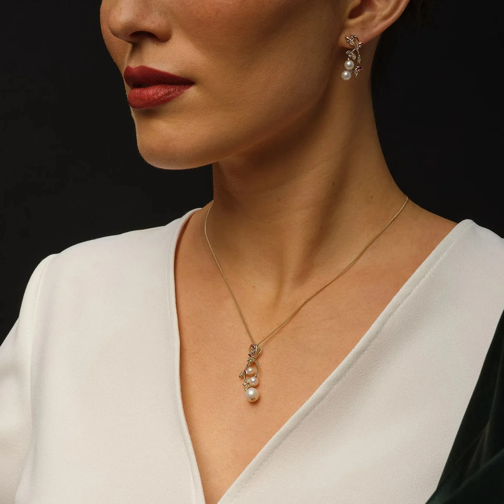 Clogau Lily of the Valley 9ct Gold Freshwater Pearl Diamond Pendant D
