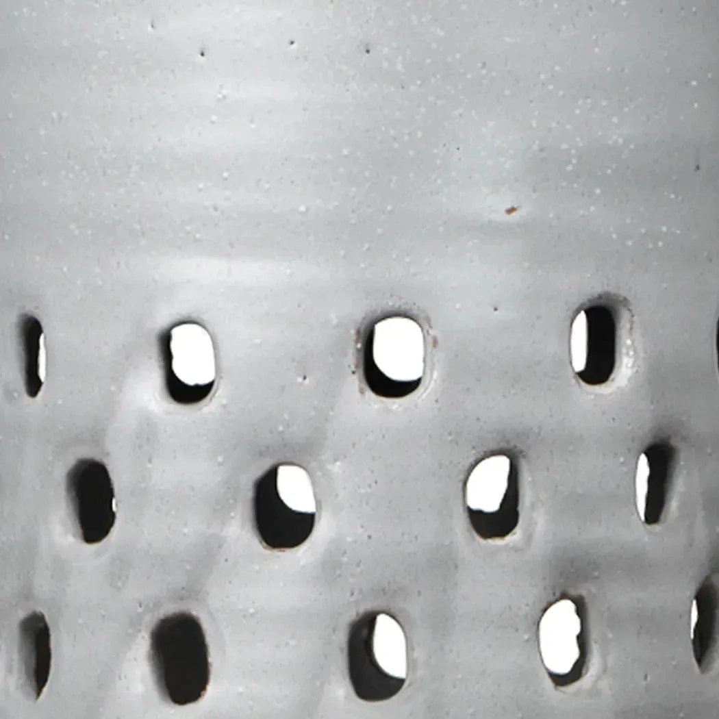Coastal Style Grey Ceramic Tapered Perforated Pendant