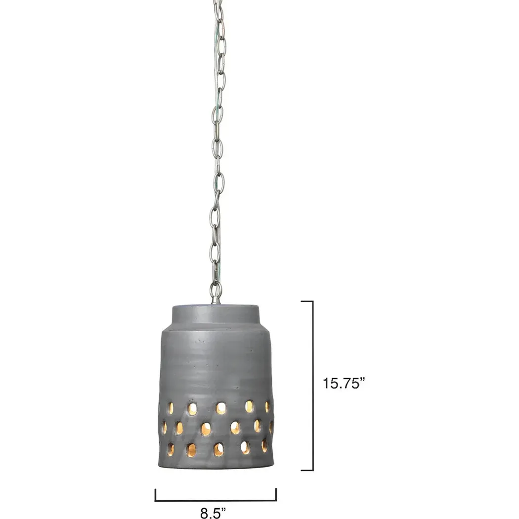 Coastal Style Grey Ceramic Tapered Perforated Pendant