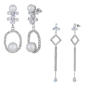 Combo of 2 American Diamond  Dangle & Tassel Earrings