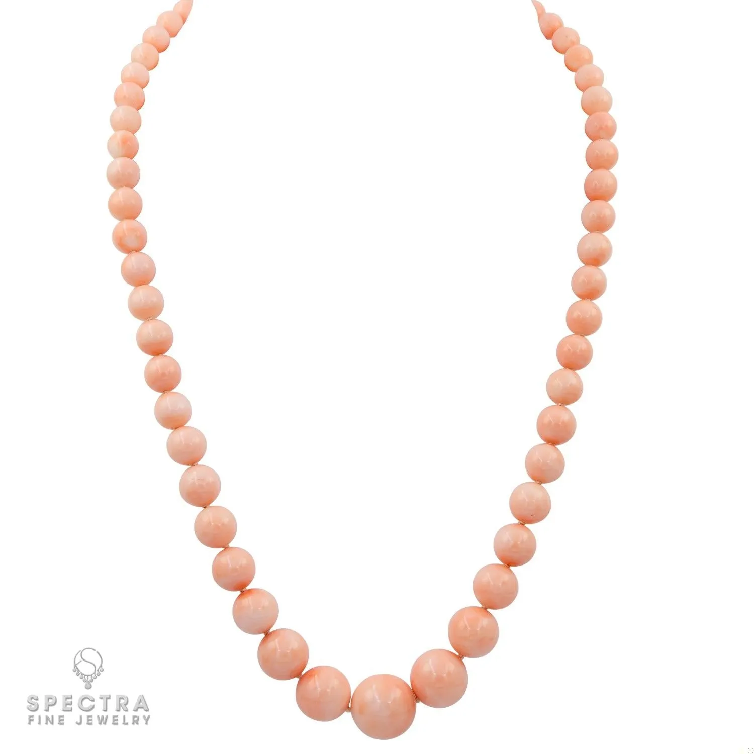 Coral Symphony: Angel Skin Graduating Coral Bead Necklace