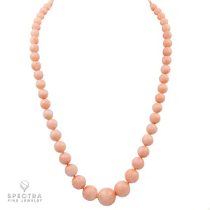 Coral Symphony: Angel Skin Graduating Coral Bead Necklace
