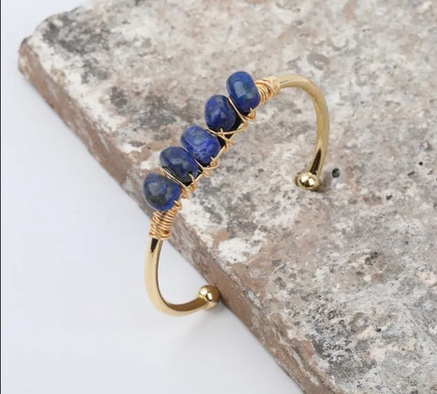 Crystal Wire Wrap Gold Cuff Bracelets