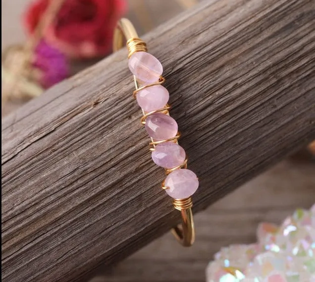 Crystal Wire Wrap Gold Cuff Bracelets