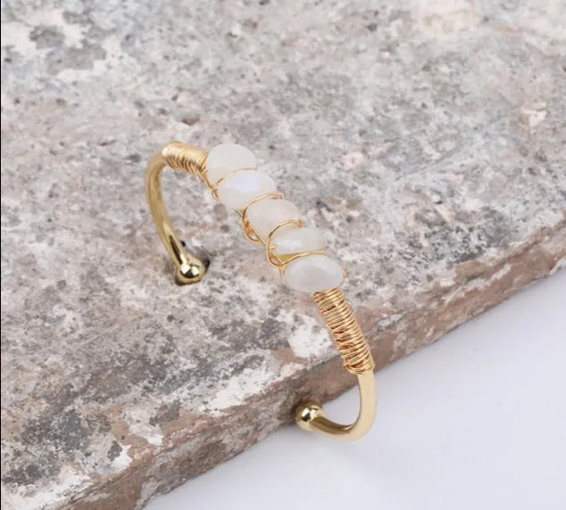Crystal Wire Wrap Gold Cuff Bracelets