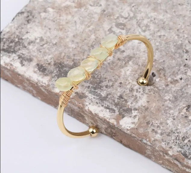 Crystal Wire Wrap Gold Cuff Bracelets