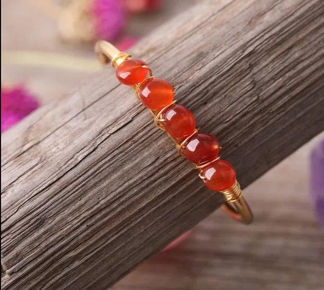 Crystal Wire Wrap Gold Cuff Bracelets