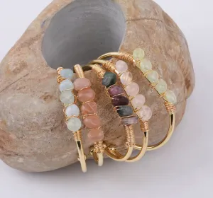Crystal Wire Wrap Gold Cuff Bracelets