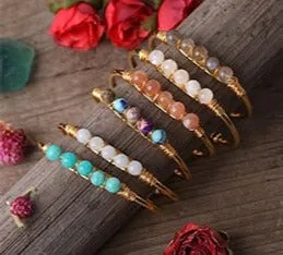 Crystal Wire Wrap Gold Cuff Bracelets
