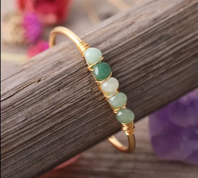 Crystal Wire Wrap Gold Cuff Bracelets