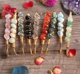 Crystal Wire Wrap Gold Cuff Bracelets
