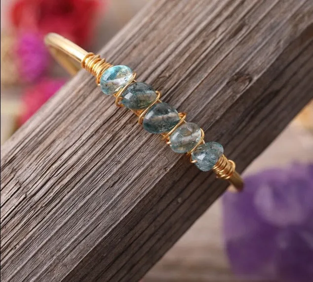 Crystal Wire Wrap Gold Cuff Bracelets