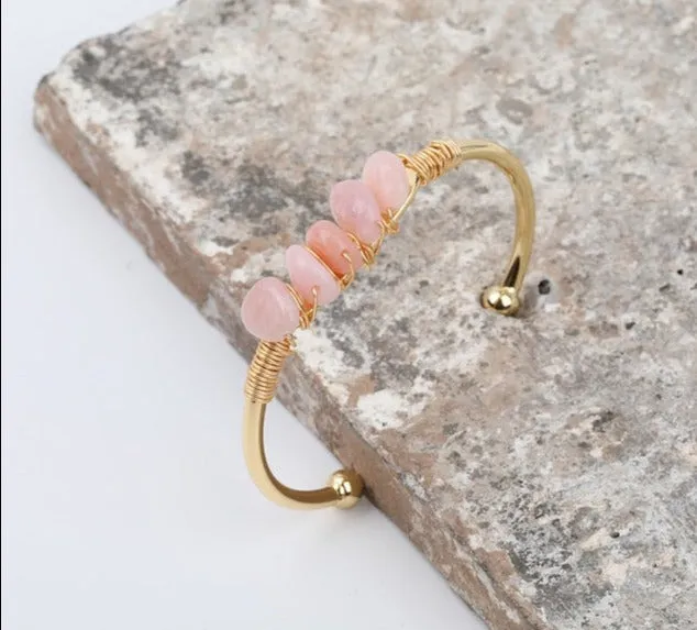 Crystal Wire Wrap Gold Cuff Bracelets