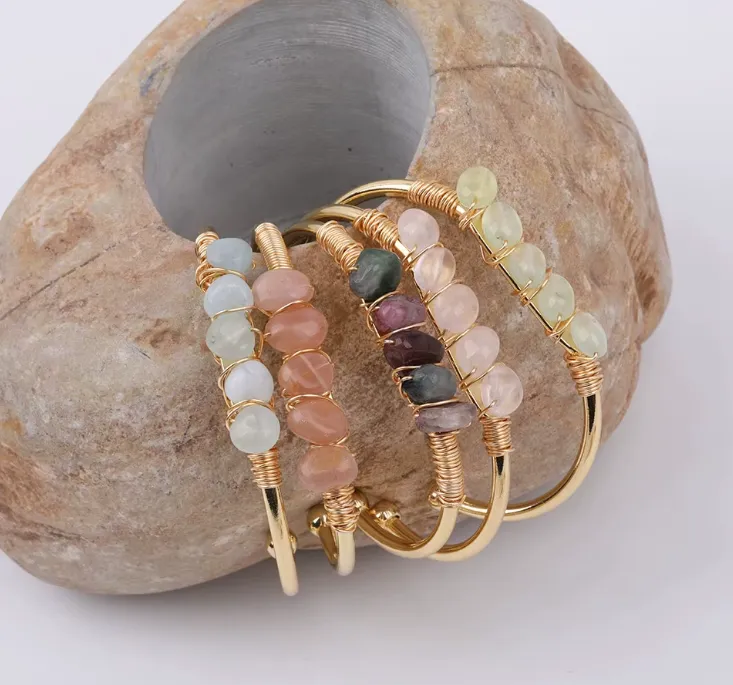 Crystal Wire Wrap Gold Cuff Bracelets
