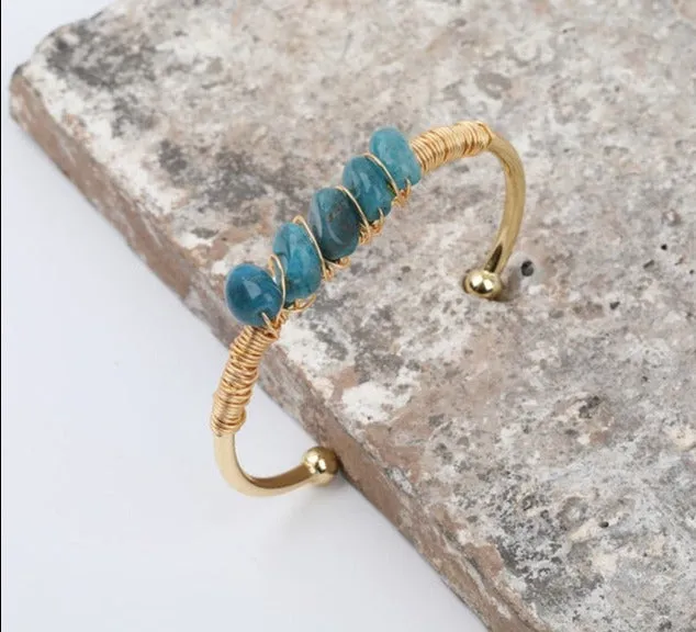 Crystal Wire Wrap Gold Cuff Bracelets