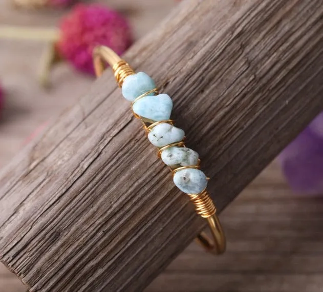 Crystal Wire Wrap Gold Cuff Bracelets