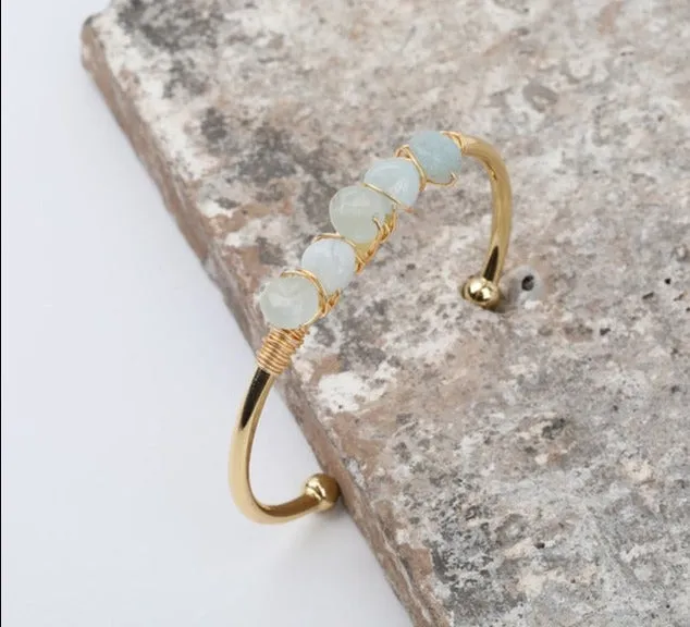 Crystal Wire Wrap Gold Cuff Bracelets