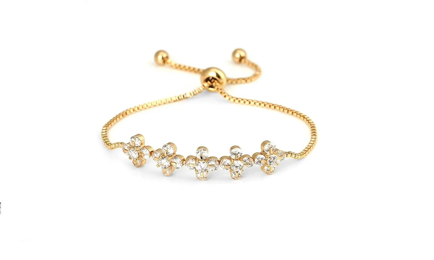 Cubic Zirconia Crystal Four Leaf  Bracelets for Women