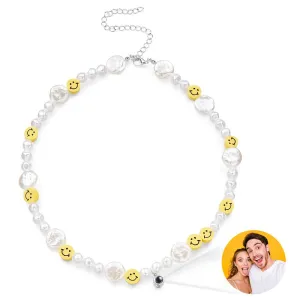 Custom Projection Necklace Smile Face Pearl Irregular Summer Y2K Collar Gift