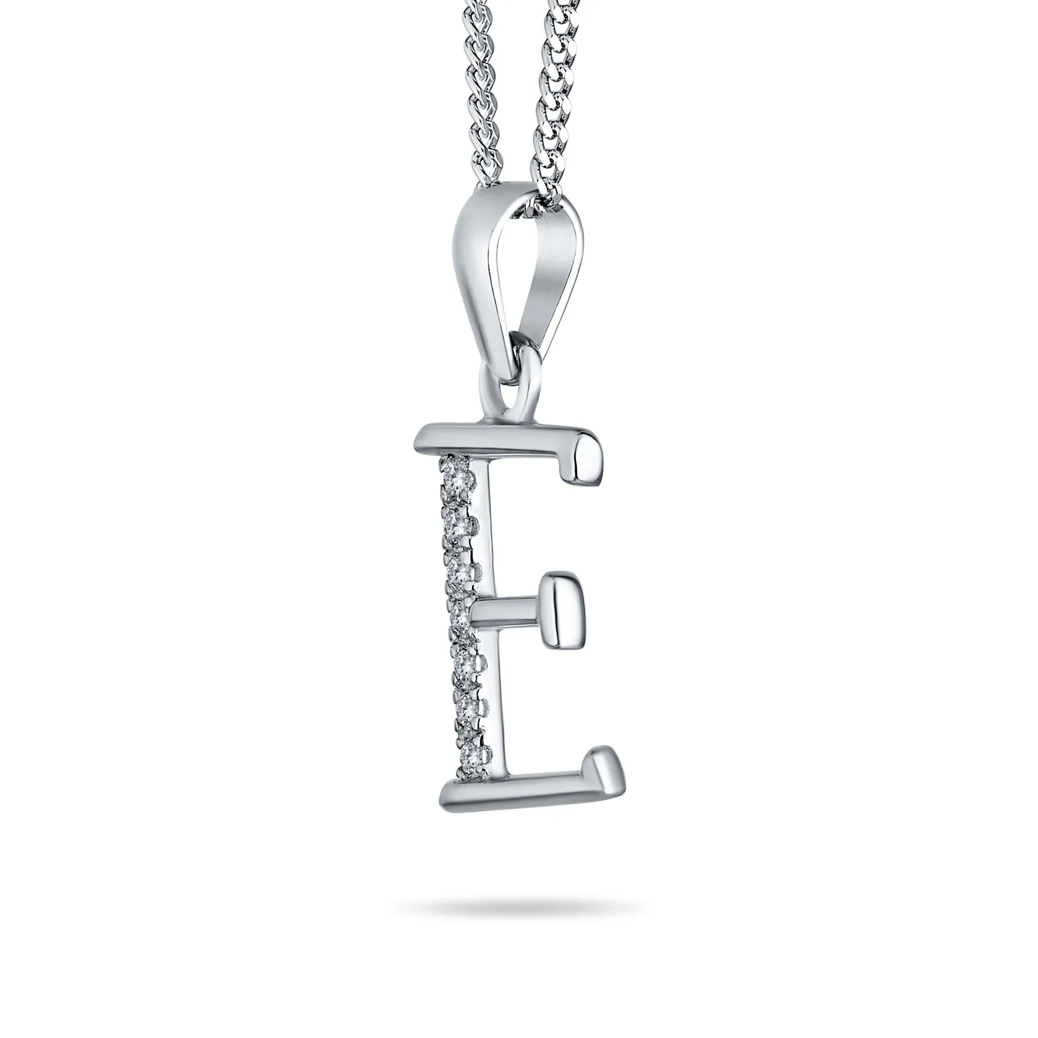 Delicate ABC CZ Initial Pendant Necklace in Sterling Silver with Pave Zirconia