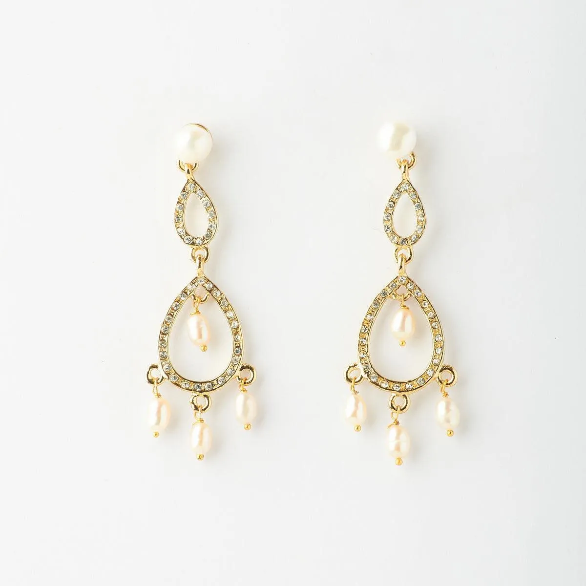 Delicate Stone Studded Pearl Hanging Earring