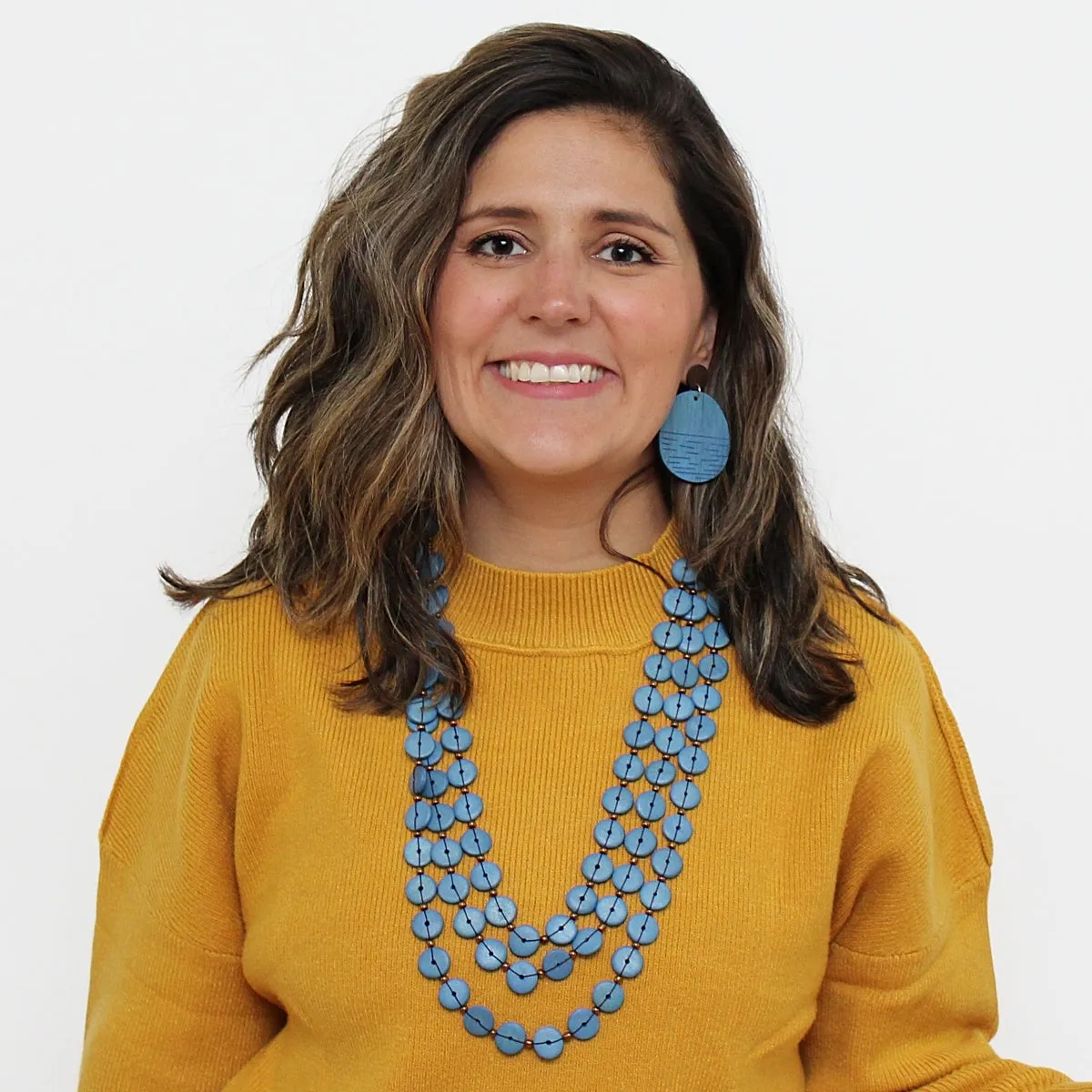 Denim Blue Jacey Triple Strand Necklace