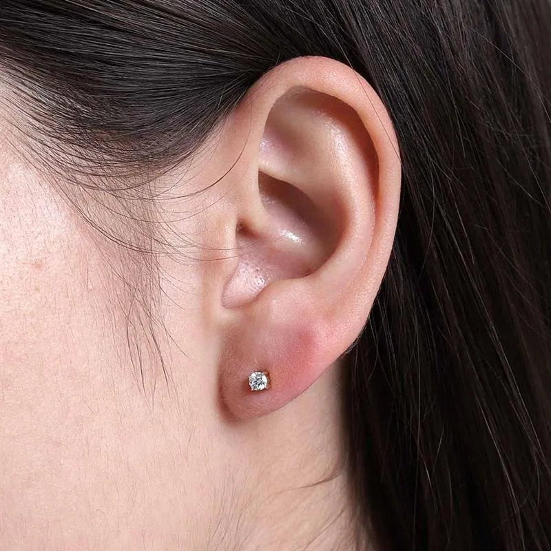 Diamond Solitaire SI-GH  Earrings in 14K Yellow Gold