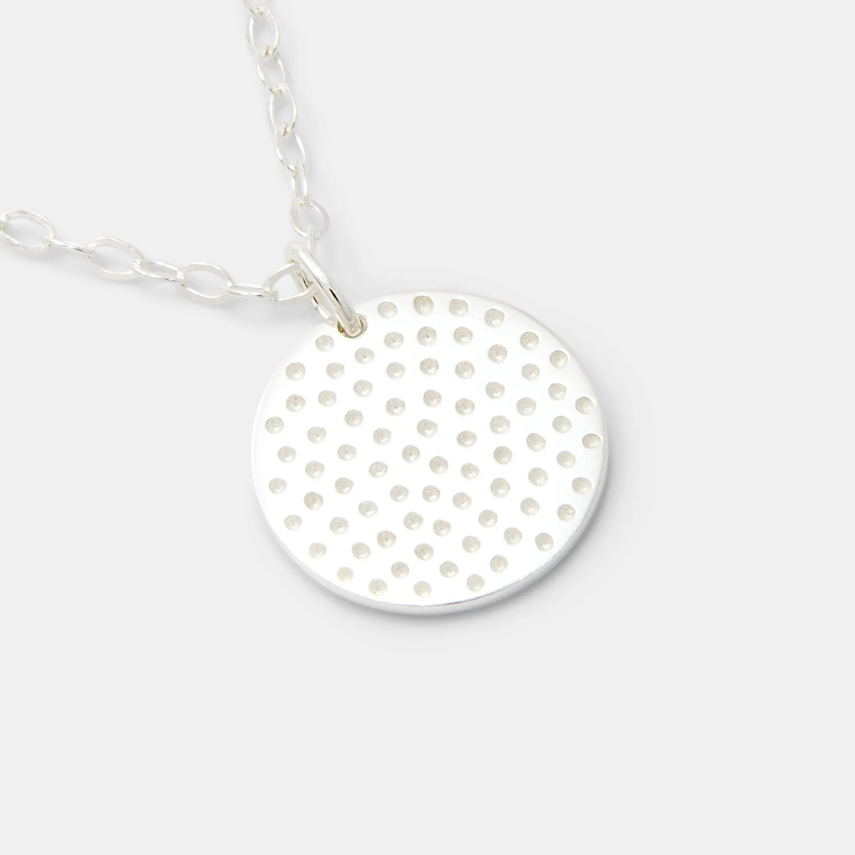 Dots Texture Silver Pendant Necklace