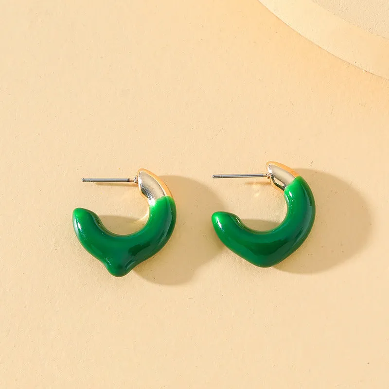 Drip Glazed C-shape Earrings: Vienna Verve Collection from Planderful - Stylish and Customizable