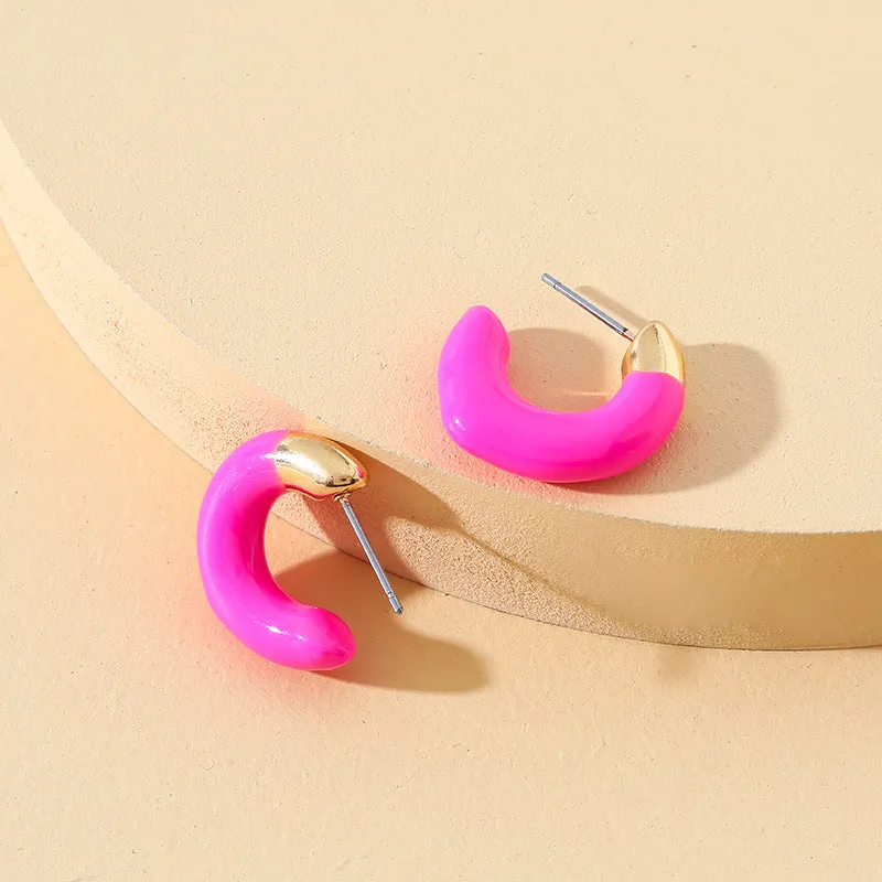 Drip Glazed C-shape Earrings: Vienna Verve Collection from Planderful - Stylish and Customizable