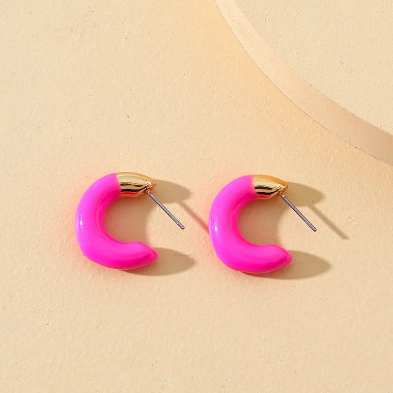 Drip Glazed C-shape Earrings: Vienna Verve Collection from Planderful - Stylish and Customizable