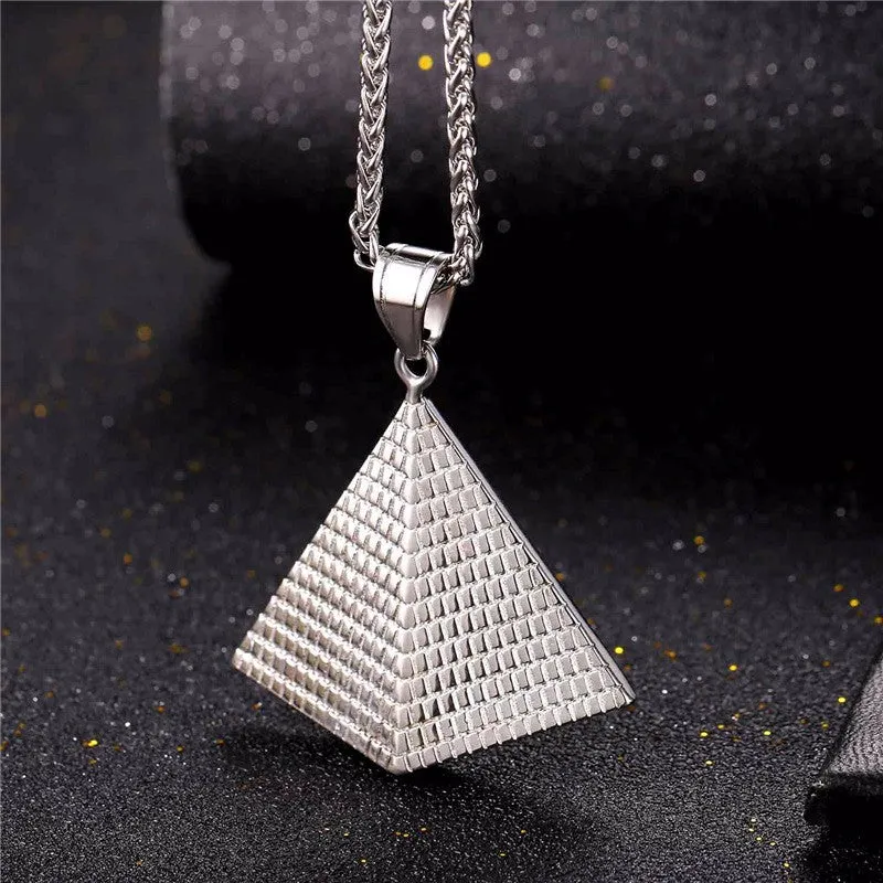 Egyptian Pyramid Women/Men Pendant Necklace Gold Stainless Steel Chain