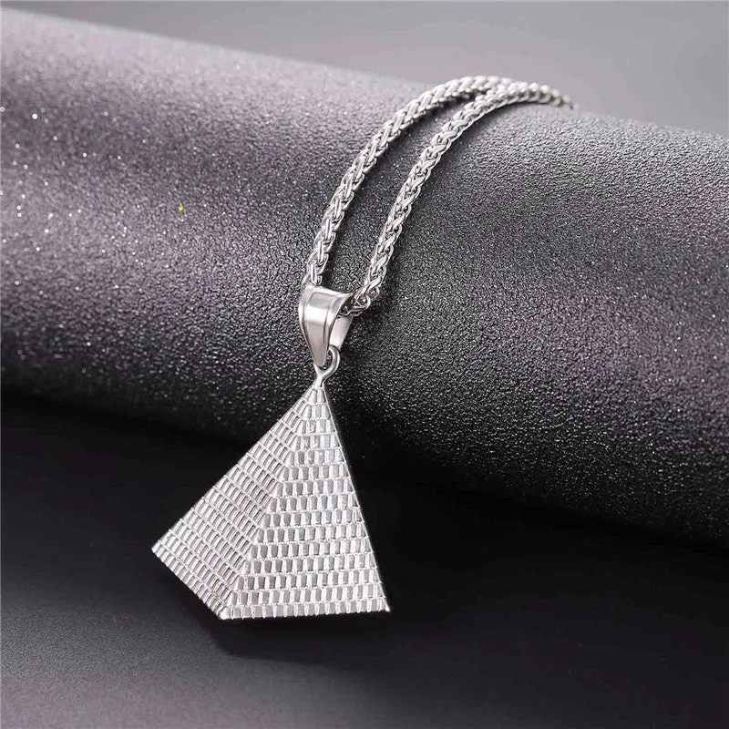 Egyptian Pyramid Women/Men Pendant Necklace Gold Stainless Steel Chain