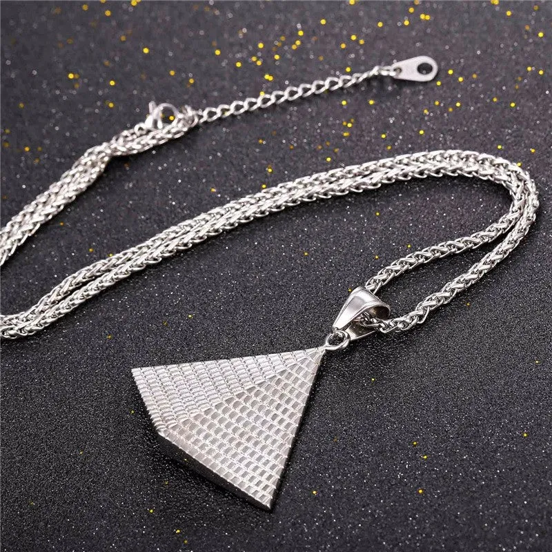 Egyptian Pyramid Women/Men Pendant Necklace Gold Stainless Steel Chain
