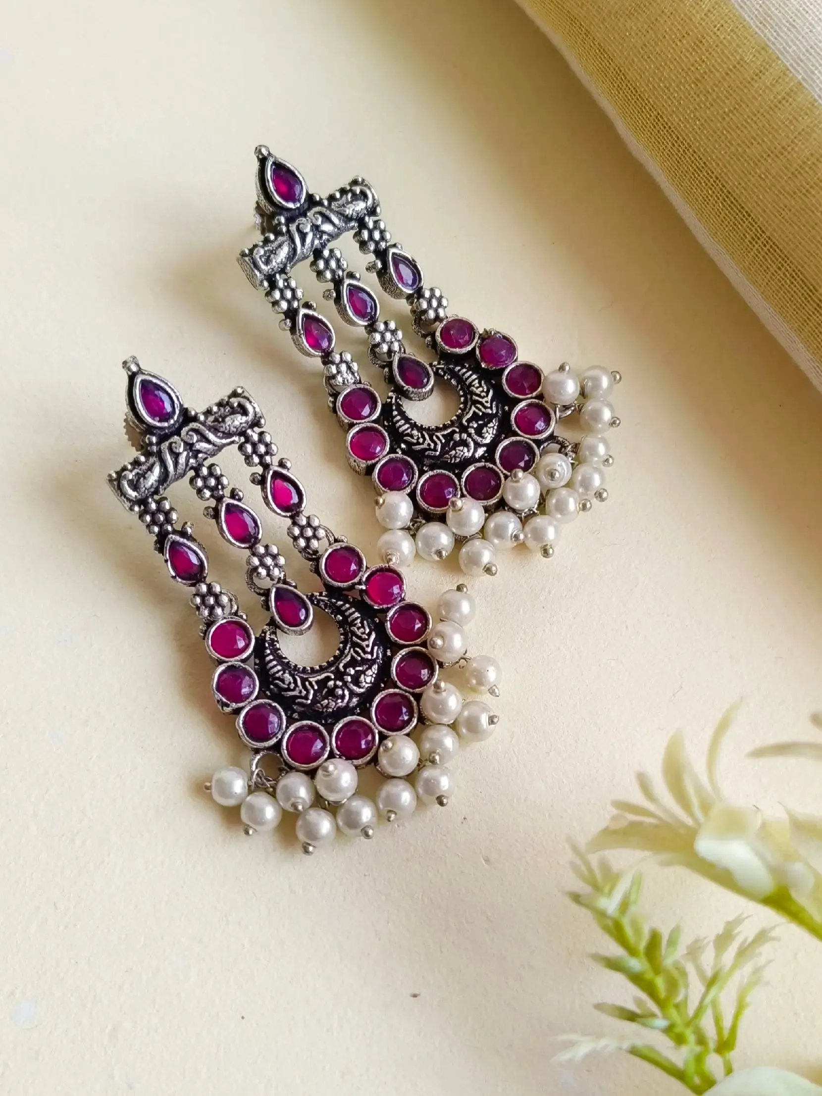 Elegant Oxidised German Silver Dangler Earrings – Timeless & Stylish | Sarichka