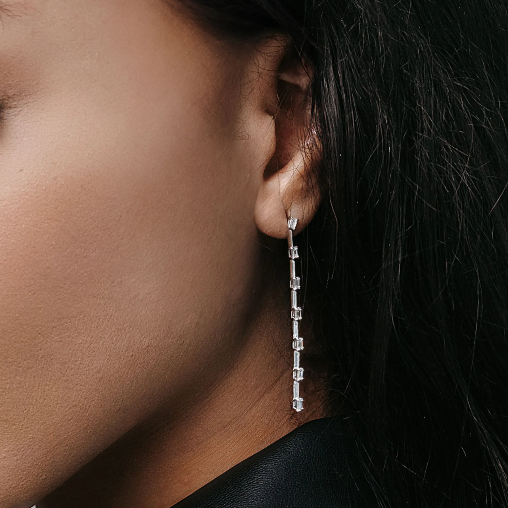 Emerald Cut Diamond Dangle Earrings