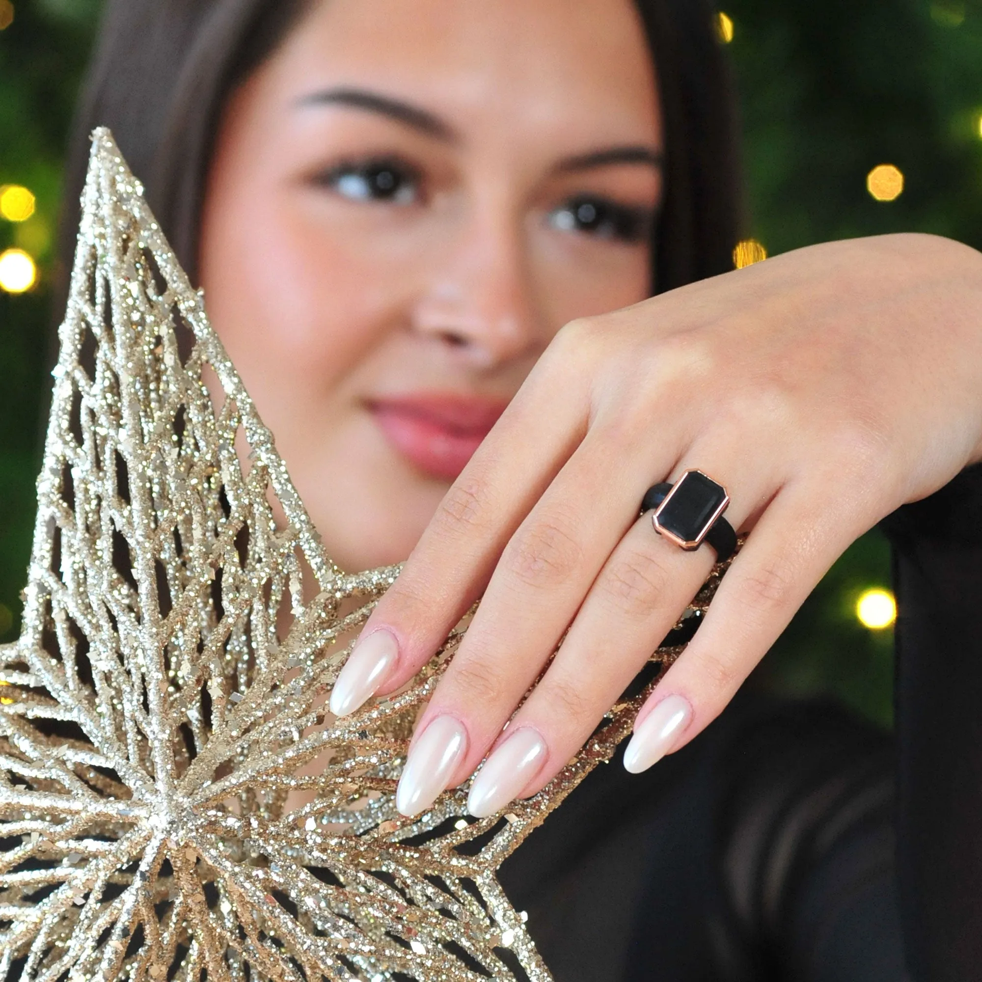 Emerald, Oversized & Oval Collection - Silicone Rings with Metal Frame - Set of 3