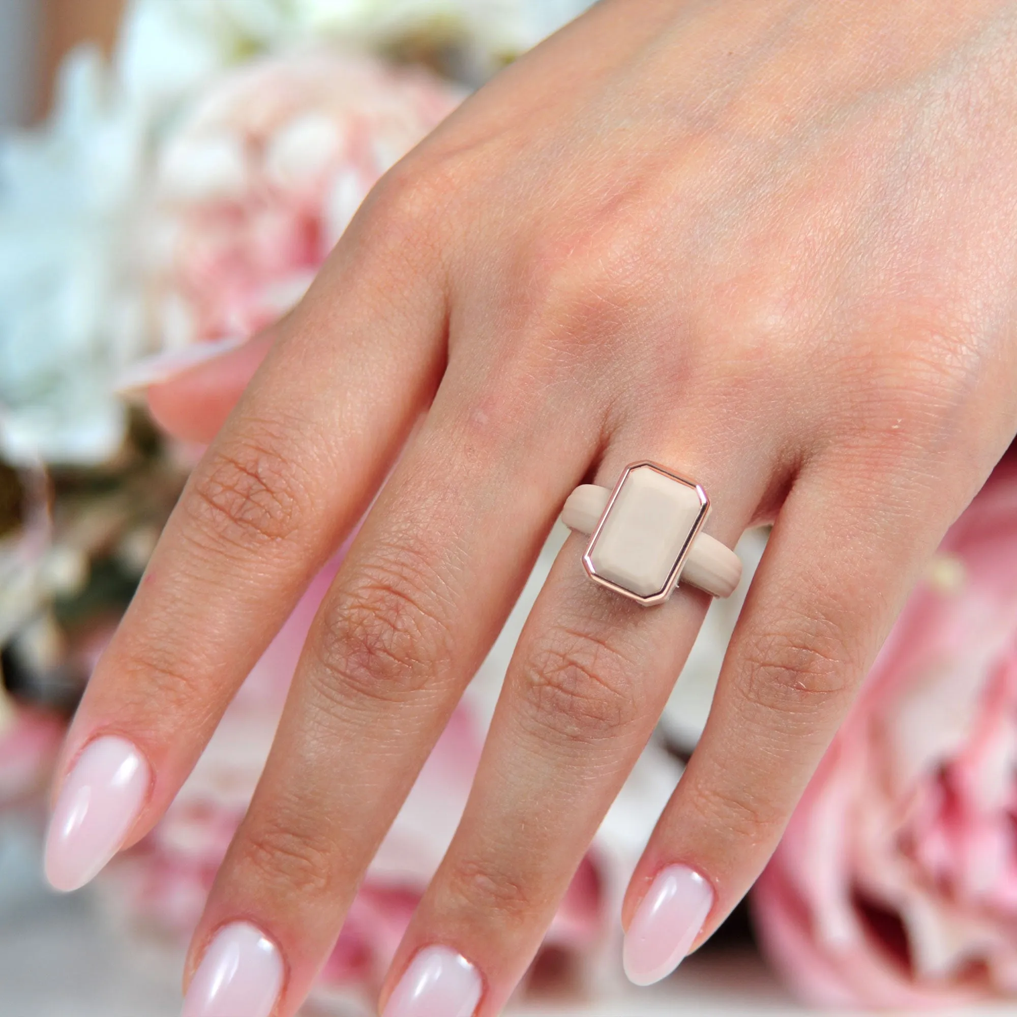 Emerald, Oversized & Oval Collection - Silicone Rings with Metal Frame - Set of 3