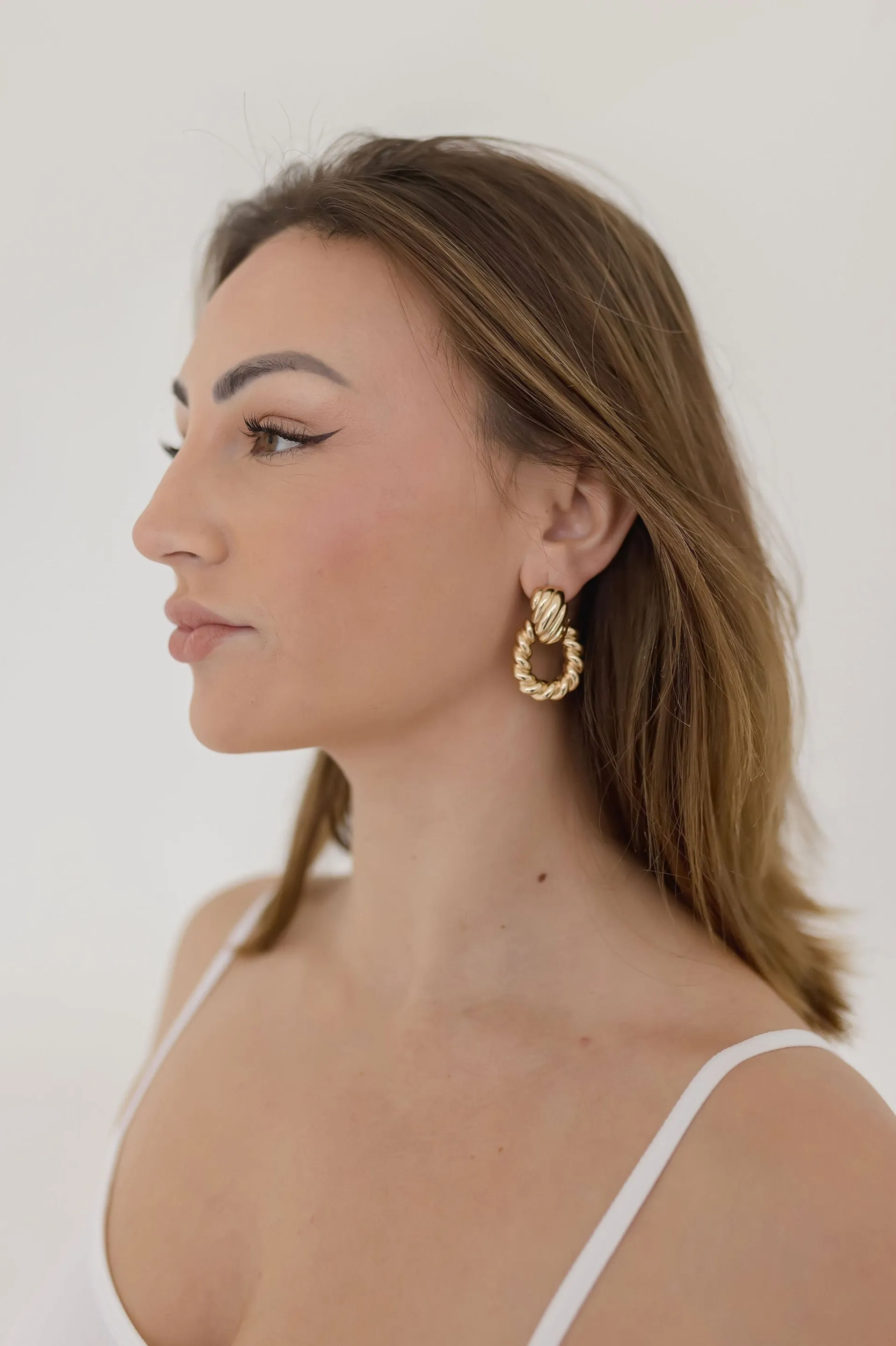 Eve Chunky Layered Drop Earrings Gold