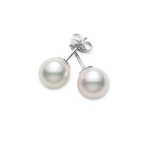 Everyday Essentials 7-7.5mm A  Cultured Pearl Stud Earrings in 18k White Gold