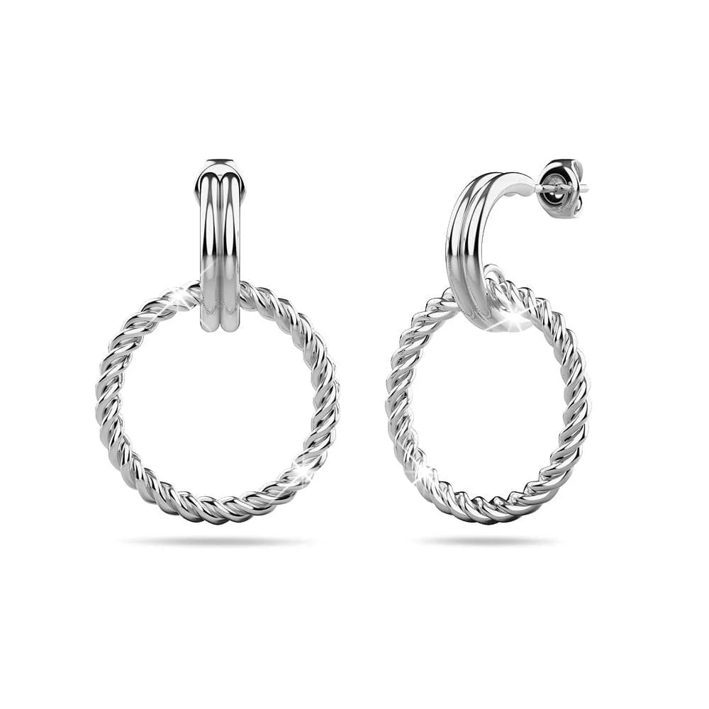 Exquisite Round White Gold Drop Earrings