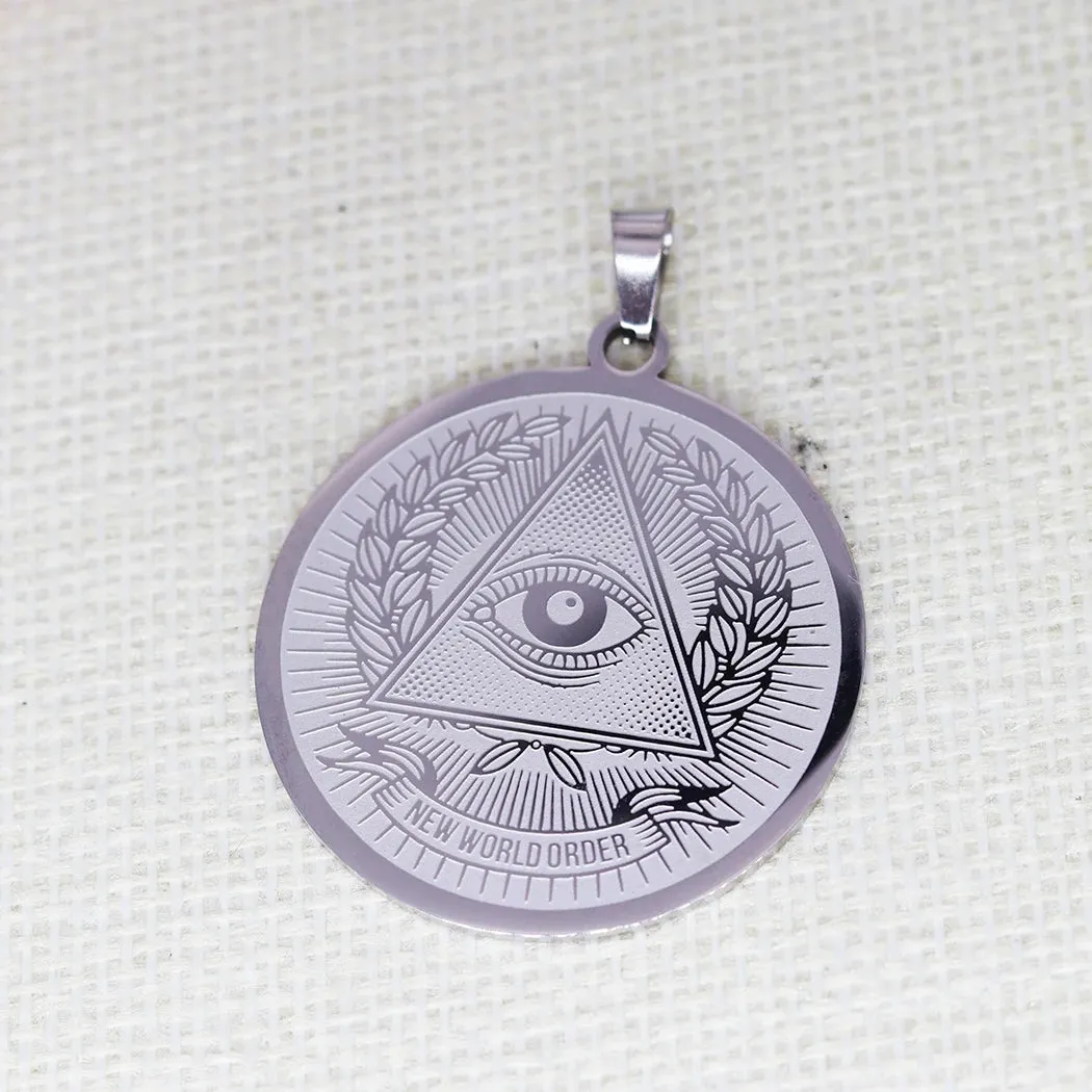 Eye Of Providence Pendant - Silver & Gold Plated Stainless Steel 2 Pieces
