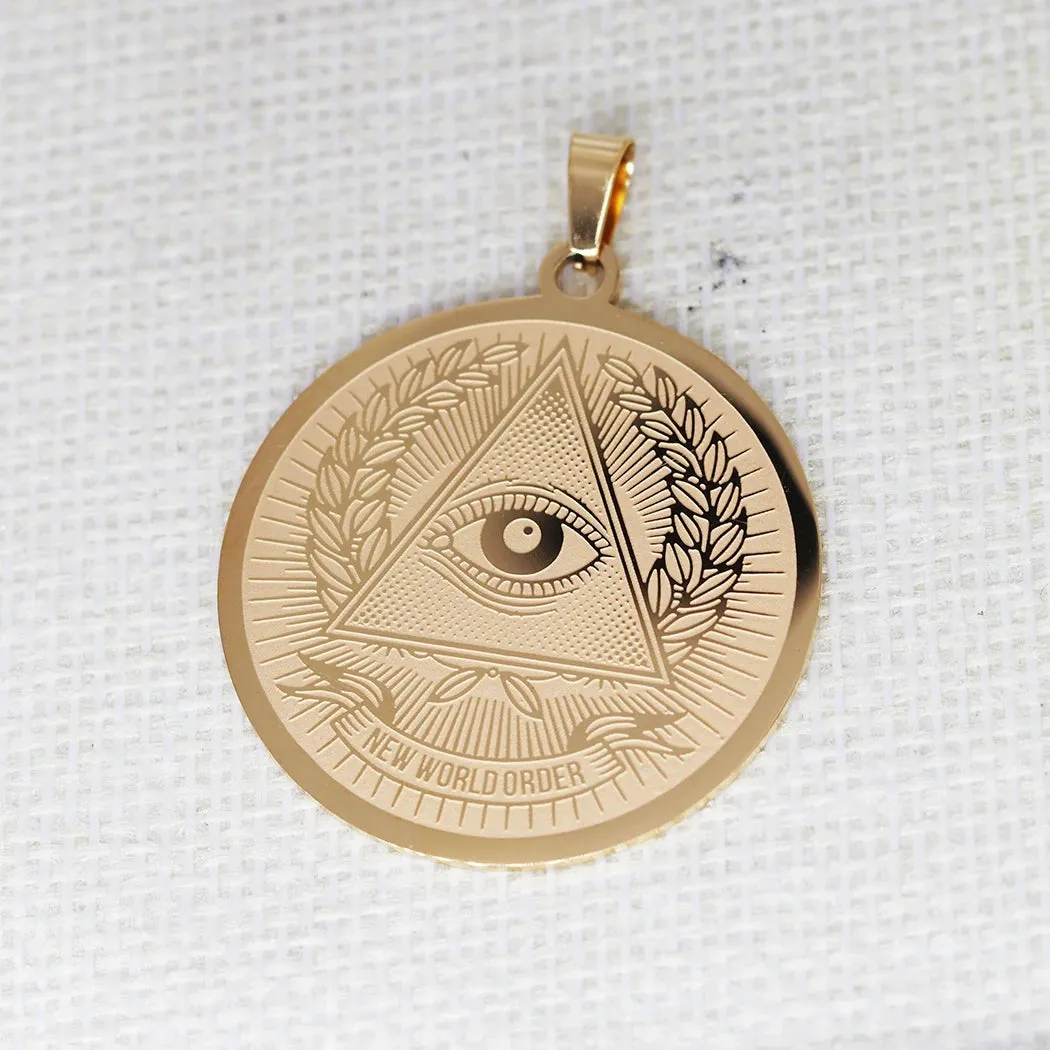 Eye Of Providence Pendant - Silver & Gold Plated Stainless Steel 2 Pieces